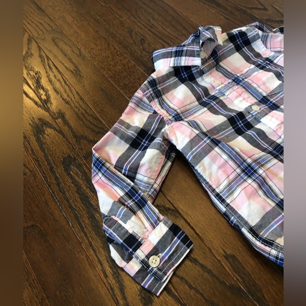 GYMBOREE Boys 2T Pink/White/Blue Plaid Long/Short Sleeved Button-Down Shirt EUC! - Picture 2 of 9